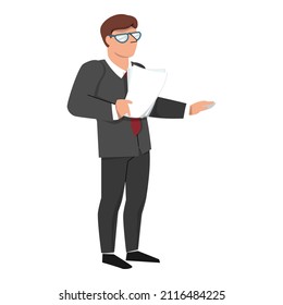 Manager with documents icon cartoon vector. Folder work. Management file