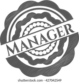 Manager emblem with pencil effect