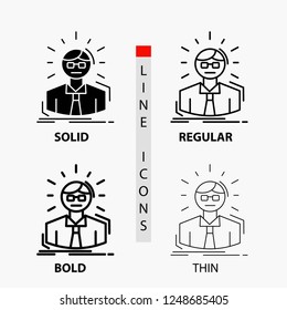 Manager, Employee, Doctor, Person, Business Man Icon in Thin, Regular, Bold Line and Glyph Style. Vector illustration