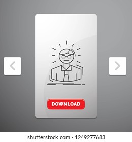 Manager, Employee, Doctor, Person, Business Man Line Icon in Carousal Pagination Slider Design & Red Download Button