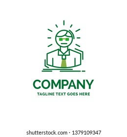 Manager, Employee, Doctor, Person, Business Man Flat Business Logo template. Creative Green Brand Name Design.
