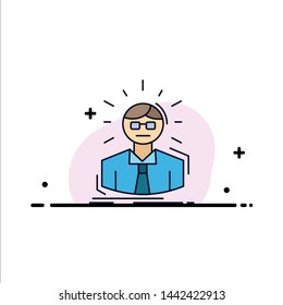 Manager, Employee, Doctor, Person, Business Man Flat Color Icon Vector