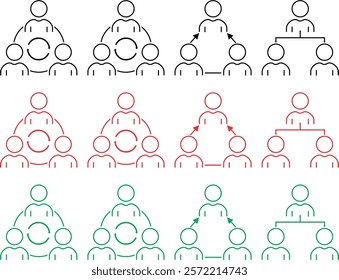 Manager With Employees Thin Line Icon- stock illustration. An icon of a manager with his employees