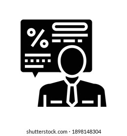manager explaining loan glyph icon vector. manager explaining loan sign. isolated contour symbol black illustration