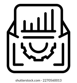 vector de contorno de icono de gestión de archivos. Oficina de reuniones. Equipo superior