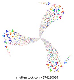 Manager fireworks swirl rotation. Vector illustration style is flat bright multicolored iconic symbols on a white background. Object twirl combined from random pictographs.
