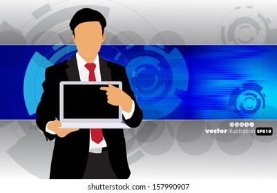 Manager with futuristic background. Vector