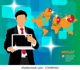 Manager with futuristic background. Vector 