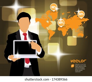Manager with futuristic background. Vector 
