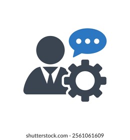 Manager Gear Discussion Icon On White Background