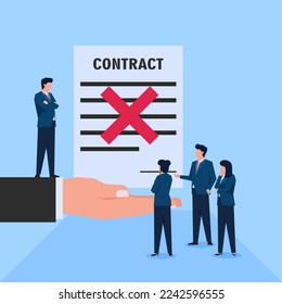 Manager give an big x on contract paper metaphor of termination of employee