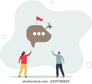 manager giving guidance advice for coworker to reach goal.flat vector illustration.