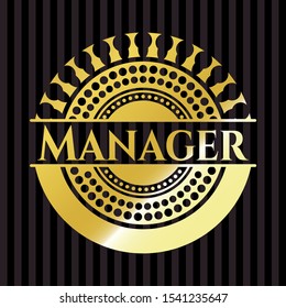Manager gold shiny emblem. Vector Illustration. Detailed.