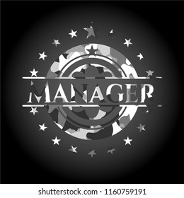 Manager grey camouflaged emblem