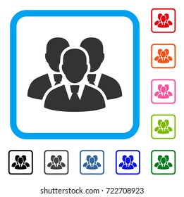 Manager Group icon. Flat pictogram symbol inside a rounded rectangular frame. Black, gray, green, blue, red, orange color additional versions of Manager Group vector.