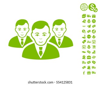 Manager Group icon with free bonus design elements. Vector illustration style is flat iconic symbols, eco green color, white background.
