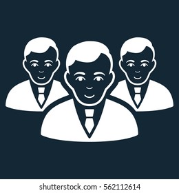 Manager Group vector icon. Flat white symbol. Pictogram is isolated on a dark blue background. Designed for web and software interfaces.