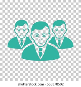 Manager Group vector icon. Illustration style is flat iconic cyan symbol on a chess transparent background.