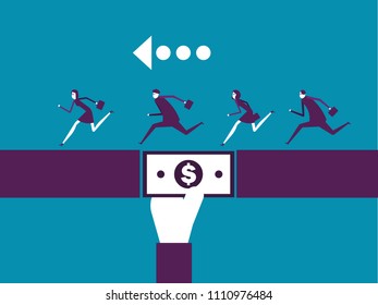 Manager help business people pass. Vector illustration business currency concept, Support, Cartoon business.