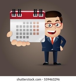 Manager hold a calendar on his hand