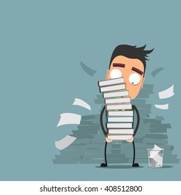 Gerente con muchos documentos en sus manos