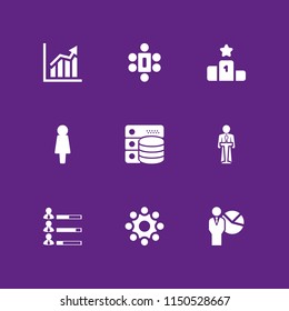 manager icon. 9 manager set with podium, presentation, human and interview vector icons for web and mobile app