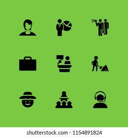 manager icon. 9 manager set with presentation, briefcase, lectern and professions and jobs vector icons for web and mobile app