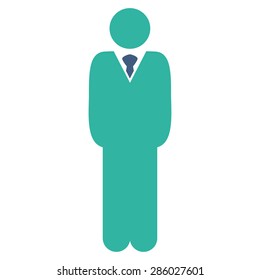 Manager icon from Business Bicolor Set. This flat vector symbol uses cobalt and cyan colors, rounded angles, and isolated on a white background.
