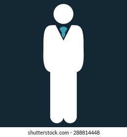 Manager icon from Business Bicolor Set. This flat vector symbol uses blue and white colors, rounded angles, and isolated on a dark blue background.