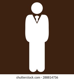 Manager icon from Business Bicolor Set. This flat vector symbol uses white color, rounded angles, and isolated on a brown background.
