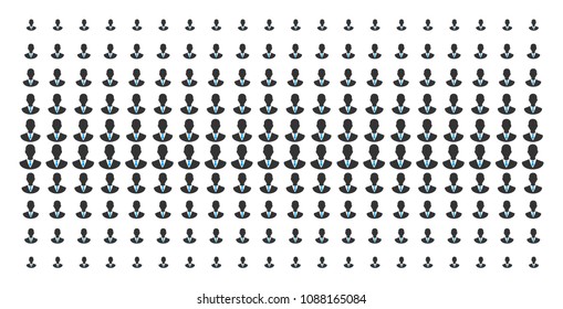 Manager icon halftone pattern, designed for backgrounds, covers, templates and abstraction effects. Vector manager symbols organized into halftone grid.