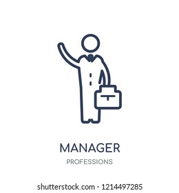 Manager icon. Manager linear symbol design from Professions collection. Simple outline element vector illustration on white background.