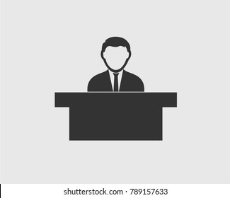 Manager Icon. Male symbol with desk.