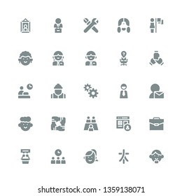 manager icon set. Collection of 25 filled manager icons included Avatar, Characters, Woman, Meeting, Interview, Portfolio, Profile, Unity, User, Businessman, Management, Worker