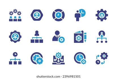 Manager icon set. Duotone color. Vector illustration. Containing management, time manager, time, team management, content, manager, manage, web management.