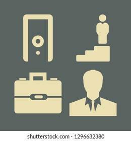 manager icon set with man on steps, speaker and briefcase vector illustration