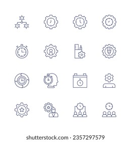 Manager icon set. Thin line icon. Editable stroke. Containing management, time management, manager, talent management, manage.