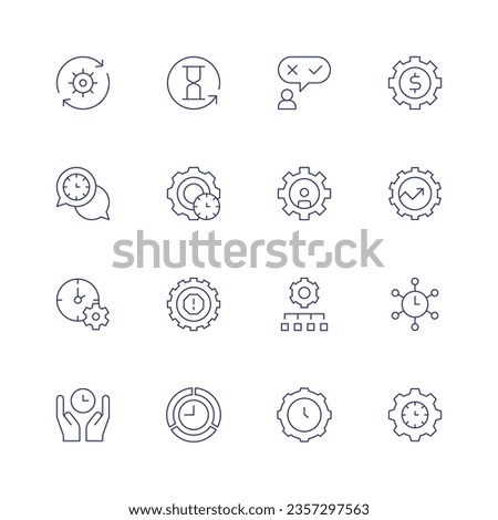 Manager icon set. Thin line icon. Editable stroke. Containing setup, hourglass, candidate, coordination, productivity, network, time management, risk management, management, money management.