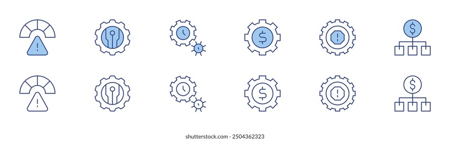 Manager icon set in two styles, Duotone and Thin Line style. Editable stroke. acceptable risk, money management, risk management, cost, new technologies, time management.