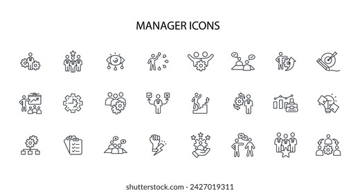 Manager icon set.vector.Editable stroke.linear style sign for use web design,logo.Symbol illustration.