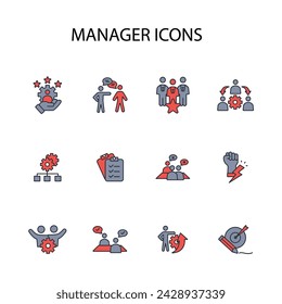 Manager icon set.vector.Editable stroke.linear style sign for use web design,logo.Symbol illustration.