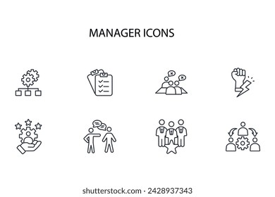 Manager icon set.vector.Editable stroke.linear style sign for use web design,logo.Symbol illustration.