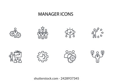 Manager icon set.vector.Editable stroke.linear style sign for use web design,logo.Symbol illustration.
