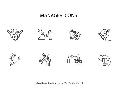 Manager icon set.vector.Editable stroke.linear style sign for use web design,logo.Symbol illustration.