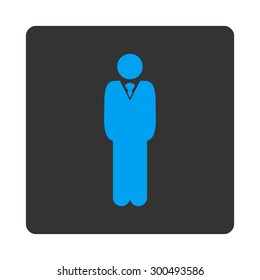 Manager icon. This flat rounded square button uses white and gray colors and isolated on a white background.