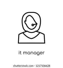 IT Manager icon. Trendy modern flat linear vector IT Manager icon on white background from thin line Professions collection, editable outline stroke vector illustration