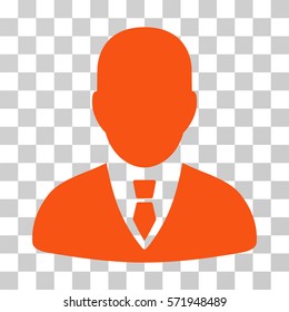 Manager icon. Vector illustration style is flat iconic symbol, orange color, transparent background. Designed for web and software interfaces.