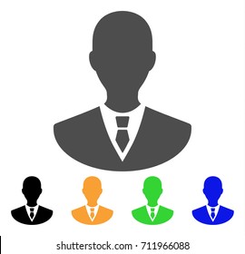 Manager icon. Vector illustration style is a flat iconic manager symbol with black, grey, green, blue, yellow color variants. Designed for web and software interfaces.