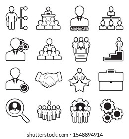 Manager Icons. Line With Fill Design. Vector Illustration.