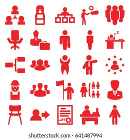 Manager icons set. set of 25 manager filled icons such as man, businessman, structure, table, worker, group, office supply, chair, man sleeping on table, signed document